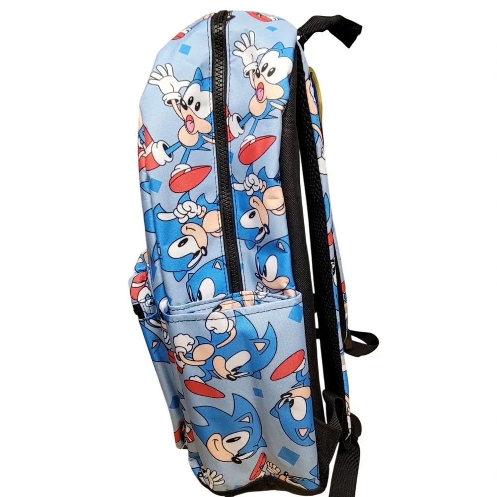 Sonic the Hedgehog Backpack Kids Blue Excellent All Over Print Gamer School Bag